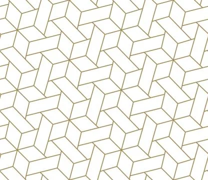 Seamless pattern with abstract geometric line texture, gold on white background Stock Illustration