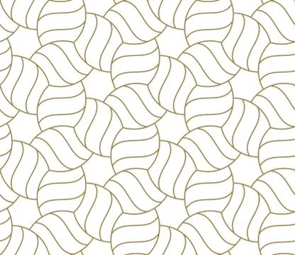 Seamless pattern with abstract geometric line texture, gold on white background Stock Illustration