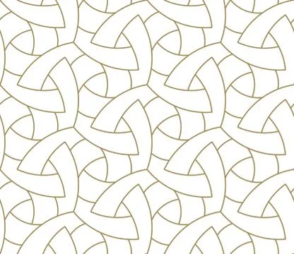 Seamless pattern with abstract geometric line texture, gold on white background Stock-Illustration