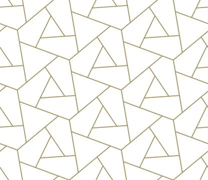Seamless pattern with abstract geometric line texture, gold on white background Stock Illustration