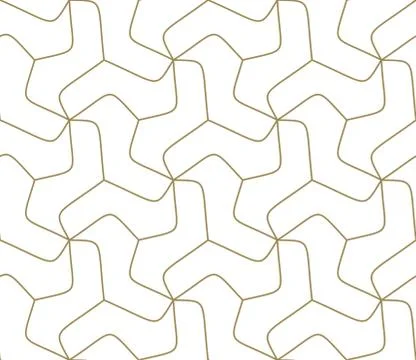 Seamless pattern with abstract geometric line texture, gold on white background Stock Illustration