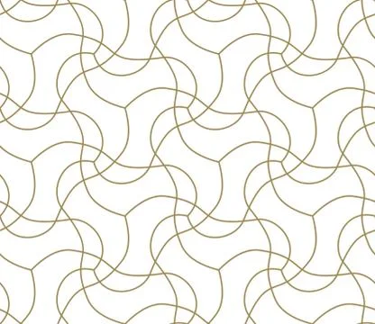 Seamless pattern with abstract geometric line texture, gold on white background Stock Illustration