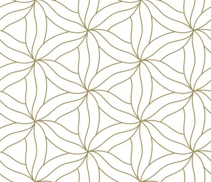Seamless pattern with abstract geometric line texture, gold on white background Stock Illustration