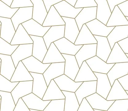 Seamless pattern with abstract geometric line texture, gold on white background Stock Illustration