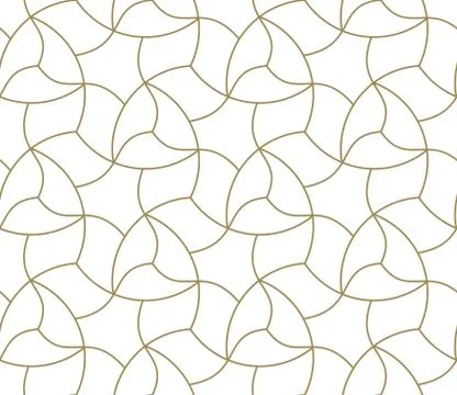 Seamless pattern with abstract geometric line texture, gold on white background Stock Illustration