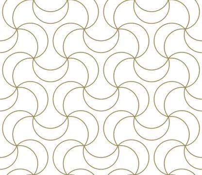 Seamless pattern with abstract geometric line texture, gold on white background Stock Illustration