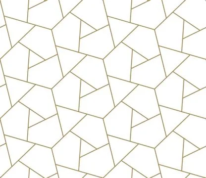 Seamless pattern with abstract geometric line texture, gold on white background Stock Illustration