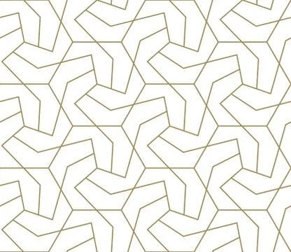 Seamless pattern with abstract geometric line texture, gold on white background Stock Illustration