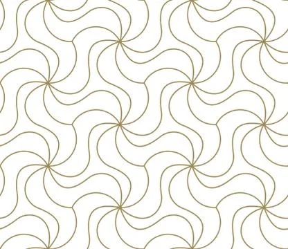 Seamless pattern with abstract geometric line texture, gold on white background Stock Illustration