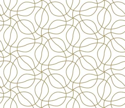 Seamless pattern with abstract geometric line texture, gold on white background Stock Illustration