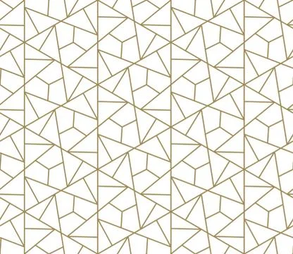 Seamless pattern with abstract geometric line texture, gold on white background Stock Illustration
