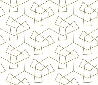 Seamless pattern with abstract geometric line texture, gold on white background Stock Illustration
