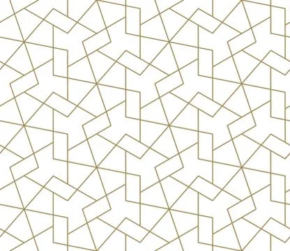 Seamless pattern with abstract geometric line texture, gold on white background Illustrazione stock