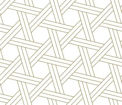 Seamless pattern with abstract geometric line texture, gold on white background Stock Illustration