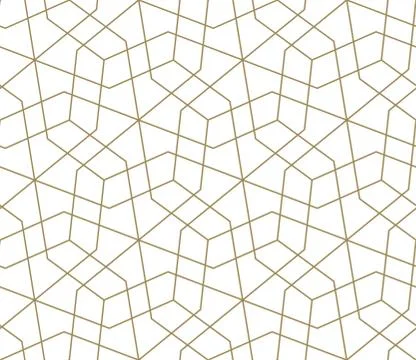 Seamless pattern with abstract geometric line texture, gold on white background Illustrazione stock