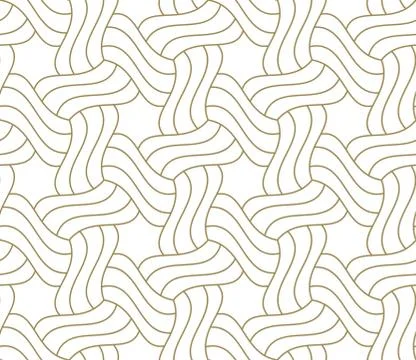 Seamless pattern with abstract geometric line texture, gold on white background Illustrazione stock