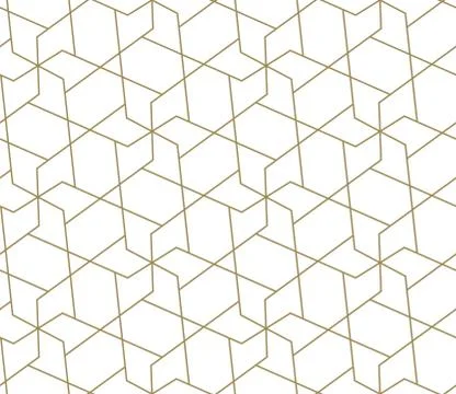 Seamless pattern with abstract geometric line texture, gold on white background Stock Illustration