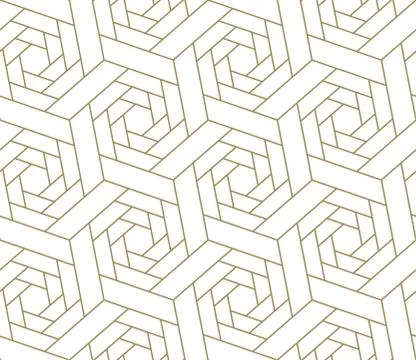 Seamless pattern with abstract geometric line texture, gold on white background Illustrazione stock