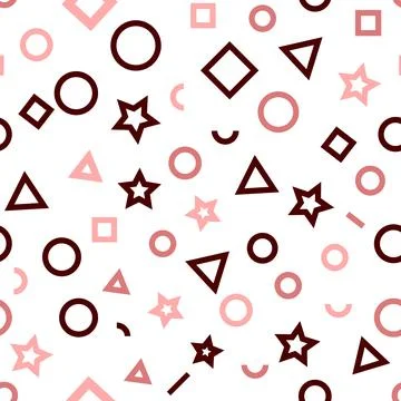 Seamless pattern of abstract geometric shapes on white and transparent Stock Illustration