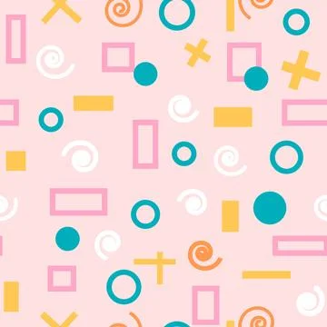 Seamless pattern of abstract geometric shapes on pink and transparent Stock Illustration