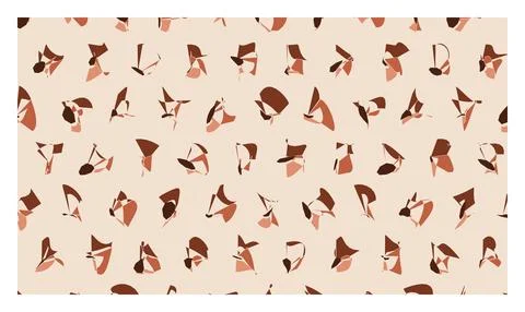 Seamless pattern of abstract geometric shapes in shades of brown on cream b.. Stock Illustration