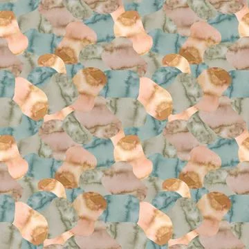 Seamless pattern in abstract geometric style with paint texture in autumn col Stock-Illustration