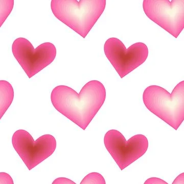 Seamless pattern of abstract glowing hearts and corrugated paper style hearts in Stock Illustration