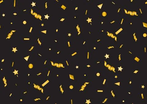 Seamless pattern with the abstract golden confetti background. I Stock Illustration