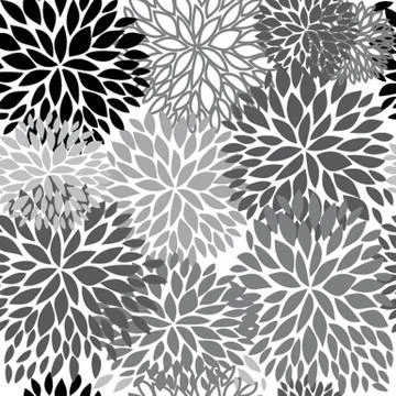 Seamless pattern with abstract hand drawn flowers Stock Illustration