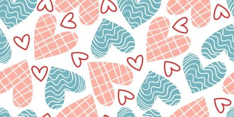 Seamless pattern with abstract hearts endless illustration Illustrazione stock
