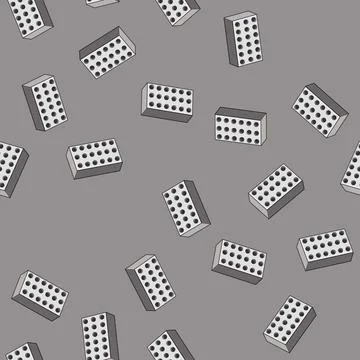 Seamless pattern Abstract hollow brick block construction material icon Illustrazione stock