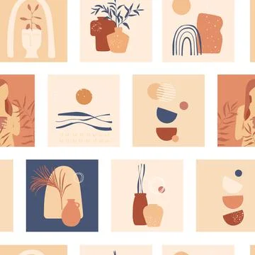 Seamless pattern with abstract images Stock Illustration