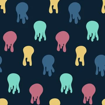 Seamless pattern abstract jellyfish, flowing drops of liquid contrasting vect Stock Illustration