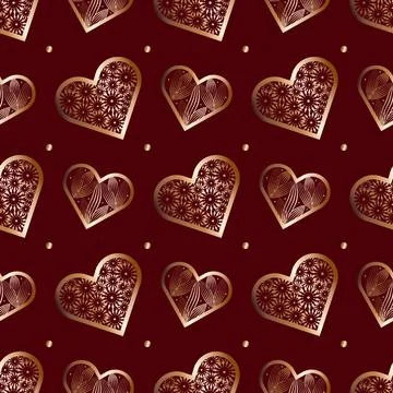 Seamless pattern abstract lace hearts . Valentines day print. Love print. Stock Illustration