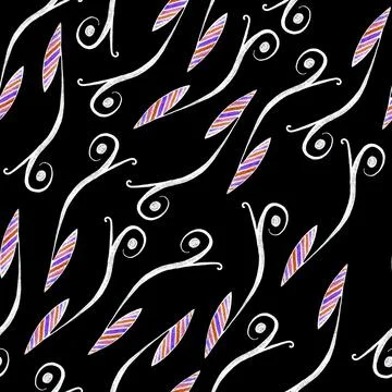 Seamless Pattern with Abstract Leaf Drawn by Colored Pencils. Stock Illustration