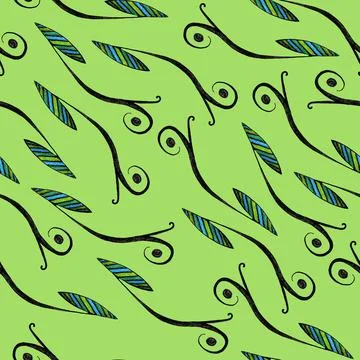 Seamless Pattern with Abstract Leaf Drawn by Colored Pencils. Stock Illustration