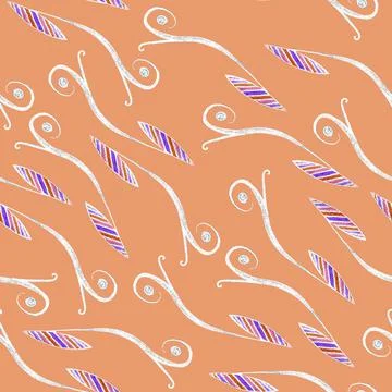 Seamless Pattern with Abstract Leaf Drawn by Colored Pencils. Stock Illustration
