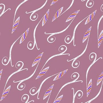 Seamless Pattern with Abstract Leaf Drawn by Colored Pencils. Stock Illustration