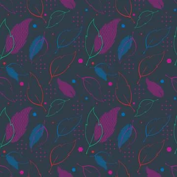 Seamless pattern with abstract leaves Stock Illustration
