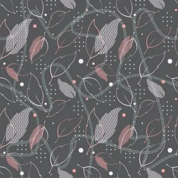 Seamless pattern with abstract leaves Stock Illustration