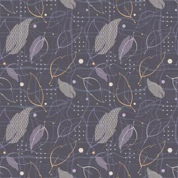 Seamless pattern with abstract leaves Stock Illustration