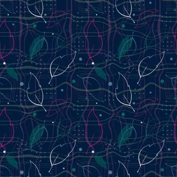 Seamless pattern with abstract leaves Stock Illustration