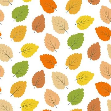 Seamless pattern of abstract leaves in trendy multicolored autumn colors. Vector Stock Illustration