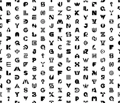 Seamless pattern with abstract letters Stock Illustration