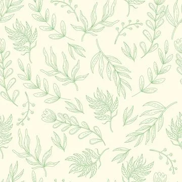 Seamless pattern abstract line art herbs vector illustration Illustrazione stock