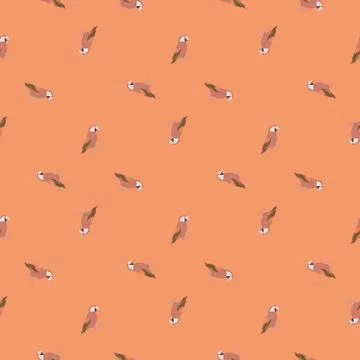 Seamless pattern with abstract little ara parrot ornament, Pastel pink backgr Illustrazione stock