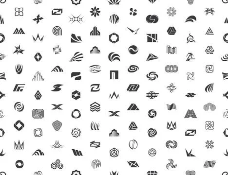 Seamless pattern with Abstract logos Illustrazione stock