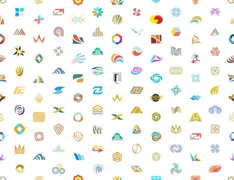 Seamless pattern with Abstract logos Stock Illustration