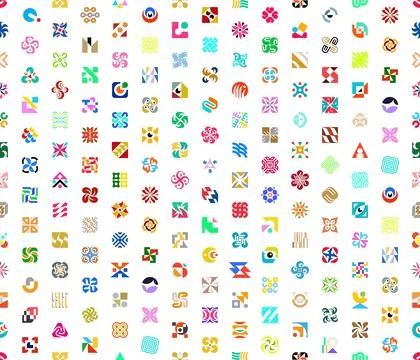 Seamless pattern with abstract logos Stock Illustration