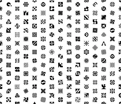 Seamless pattern with abstract logos Stock Illustration